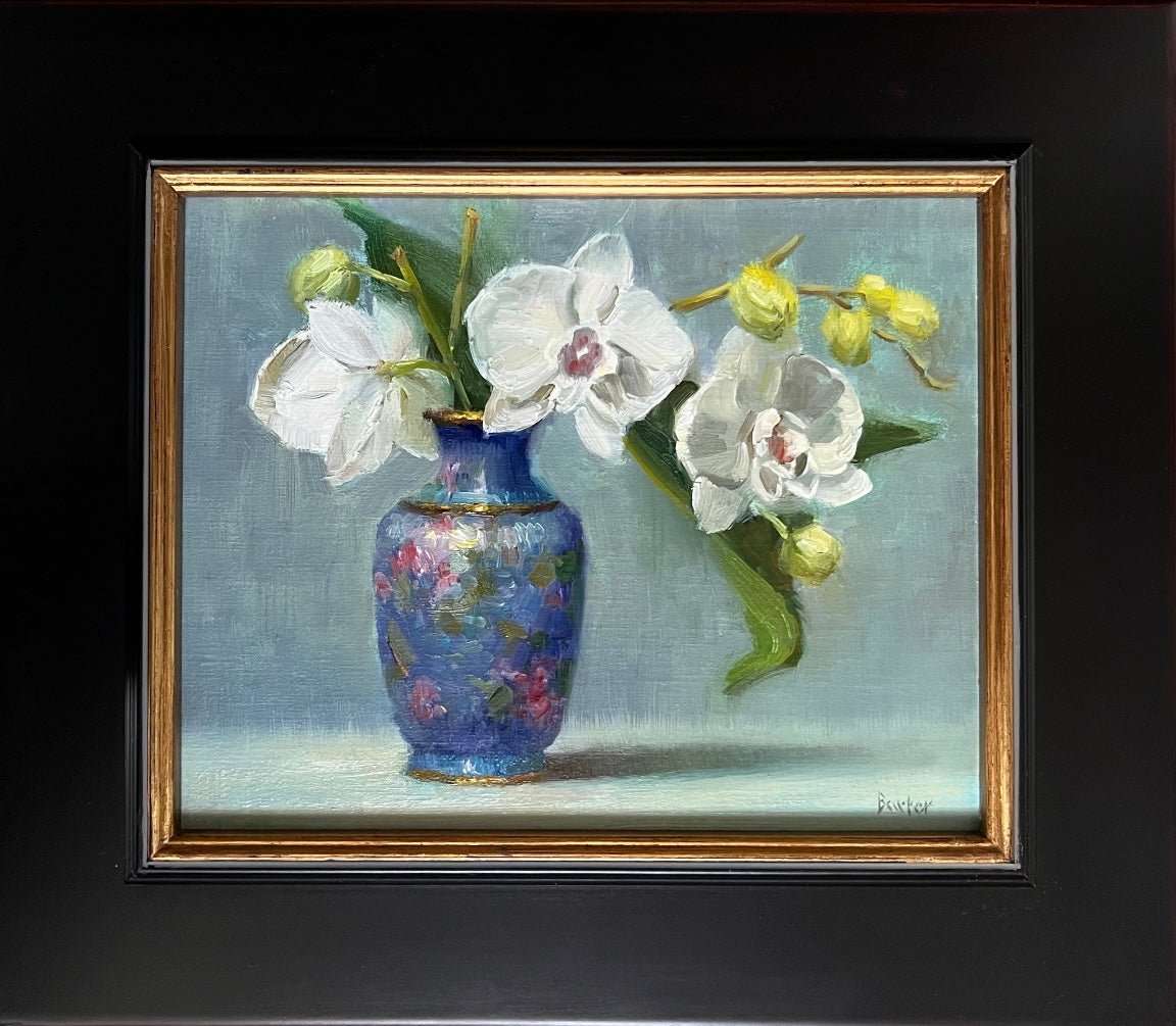 Enamel with Orchids by Stacy Barter at LePrince Galleries